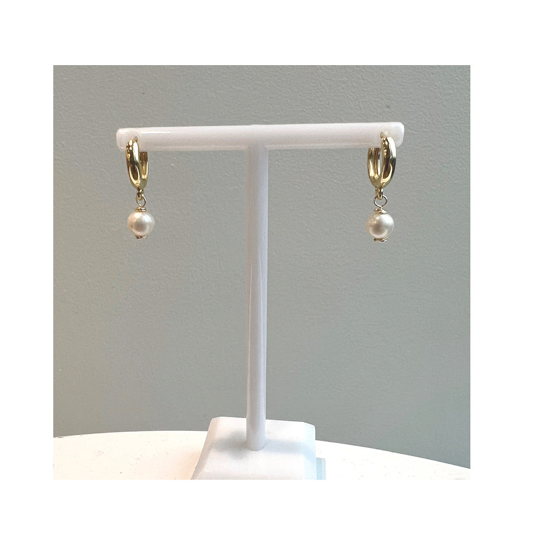 Small Pearl Hoop Earrings
