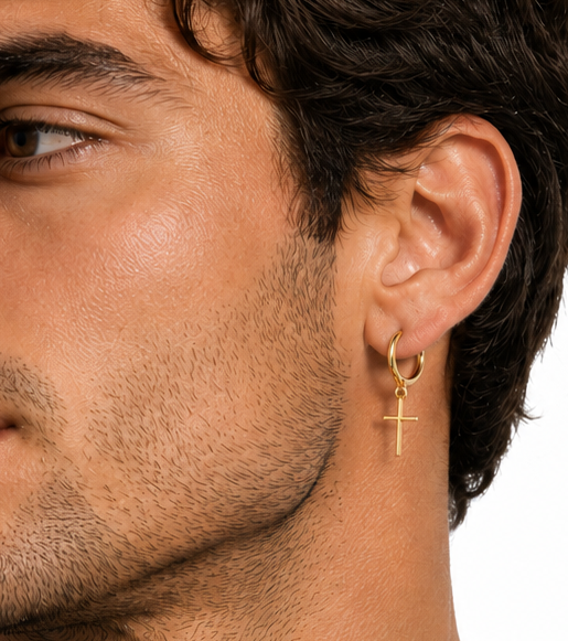Cross Dangle Huggies Hoop Earrings