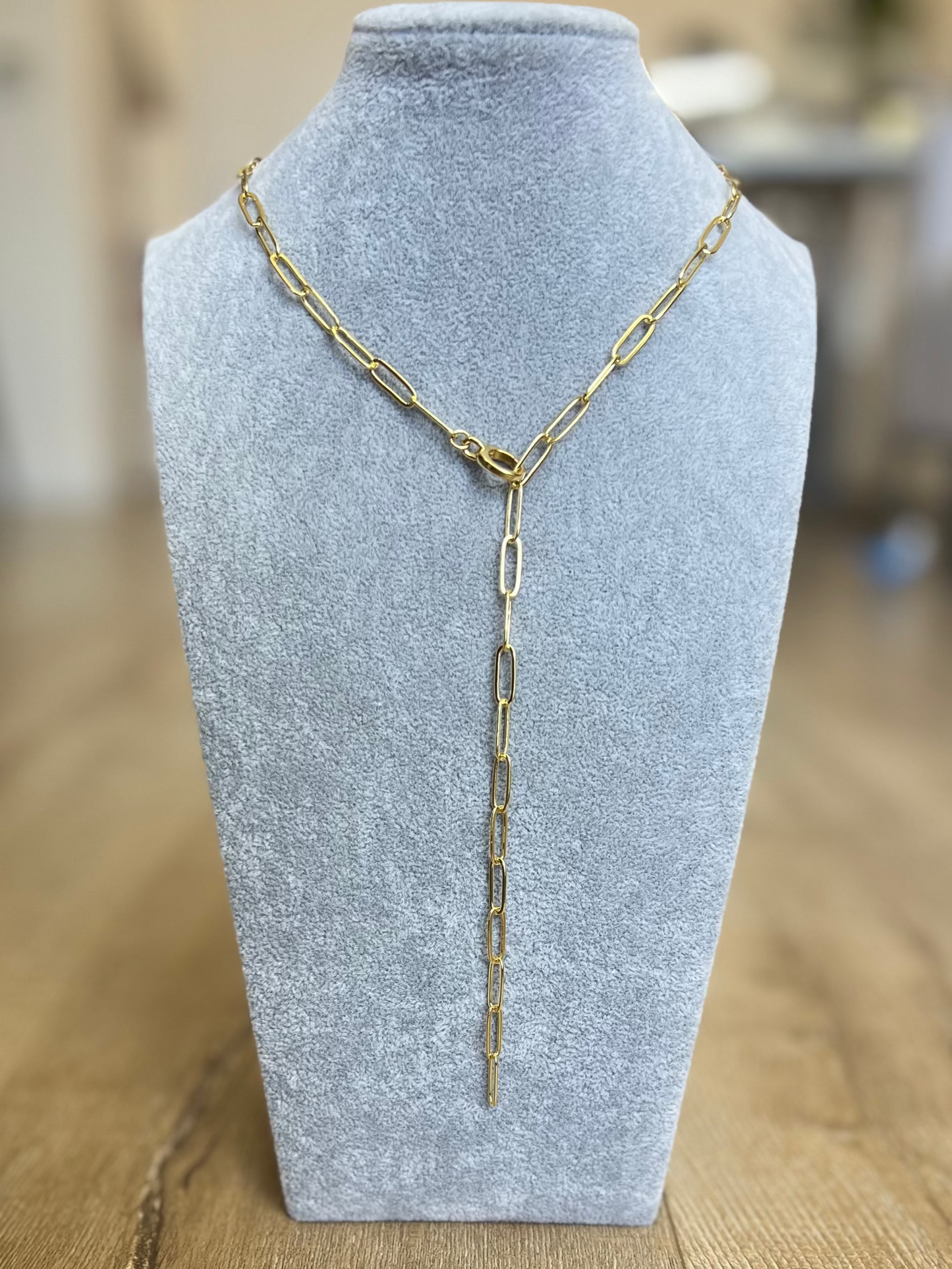 Lariat Paperclip Chain Necklace