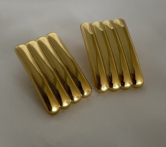 Block Rectangle Stud Earrings