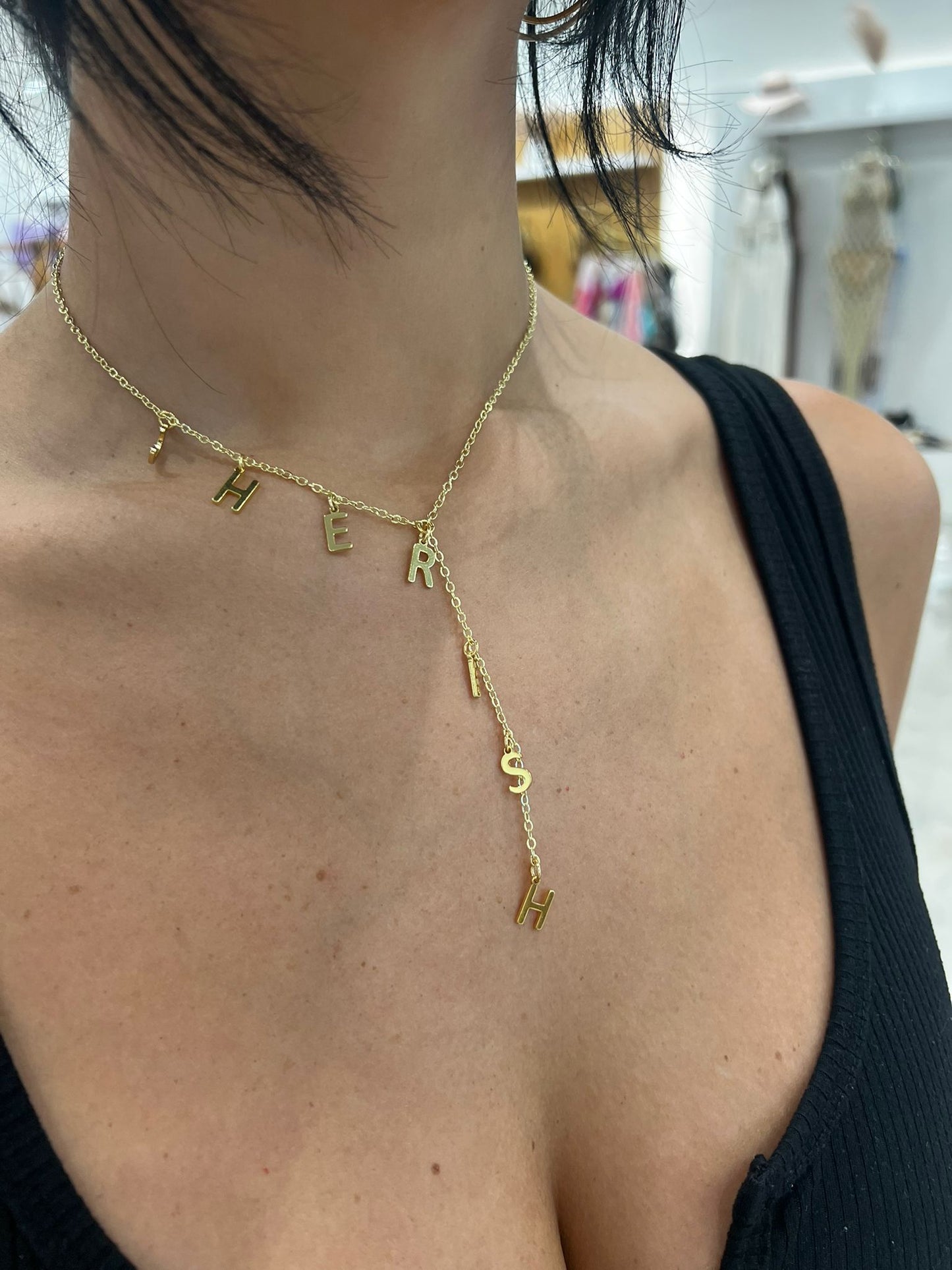 Lariat Gold Plated Name Necklace