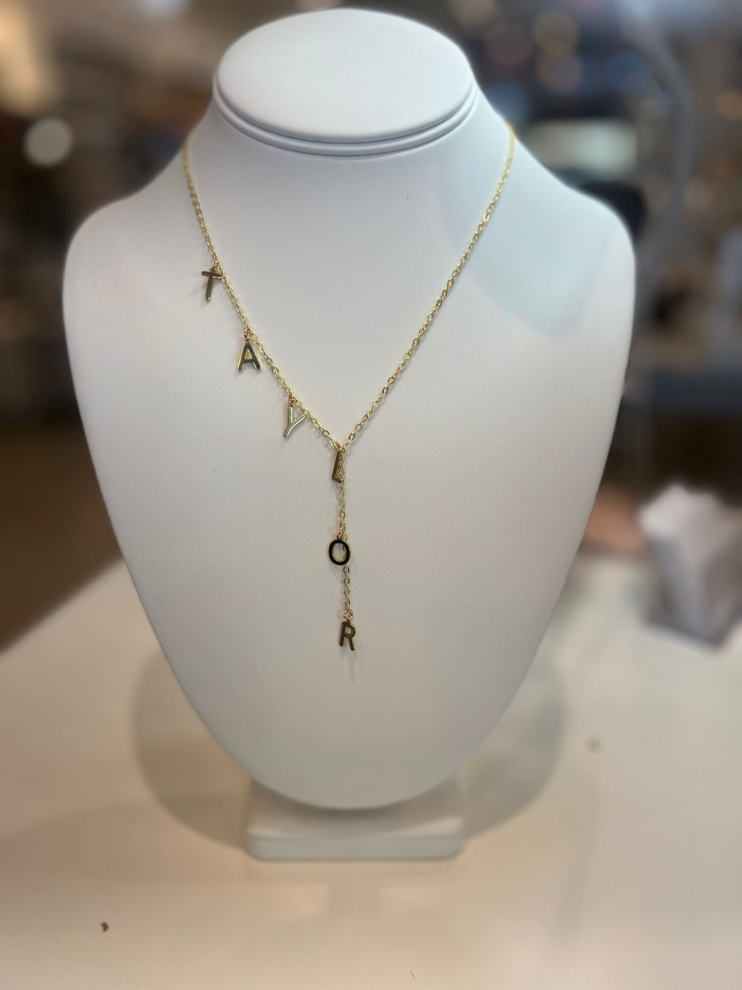 Lariat Gold Plated Name Necklace