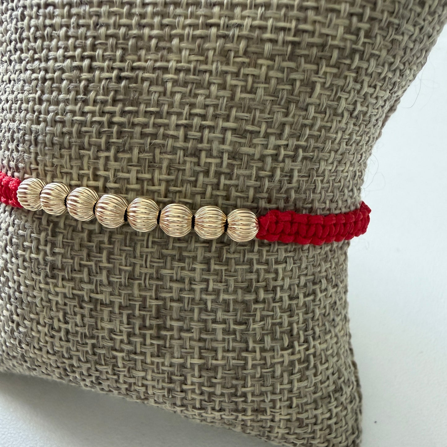 Gold Beaded Red Bracelet