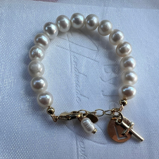 Freshwater Pearls Initial Tag Bracelet