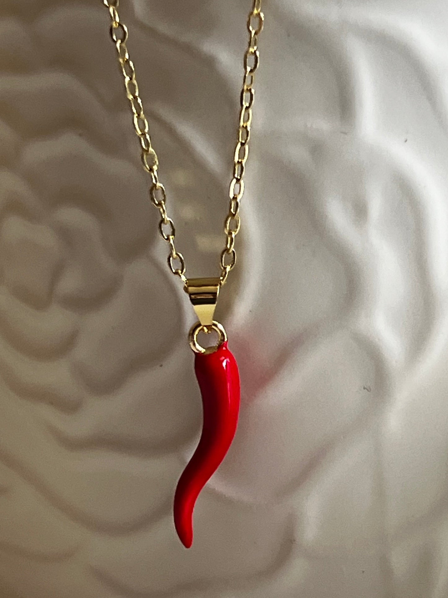 Red Italian Horn Necklace