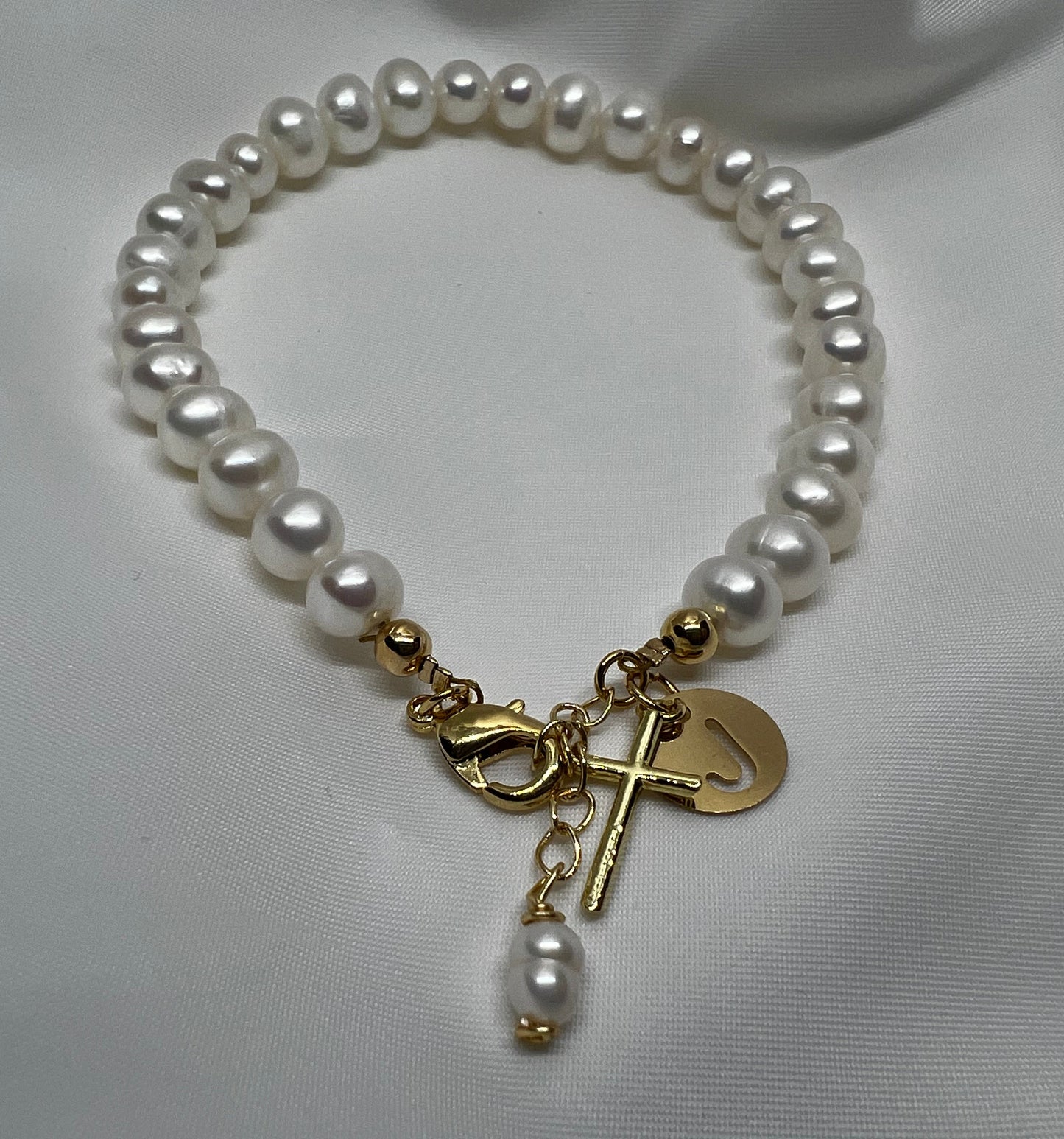 Freshwater Pearls Initial Tag Bracelet