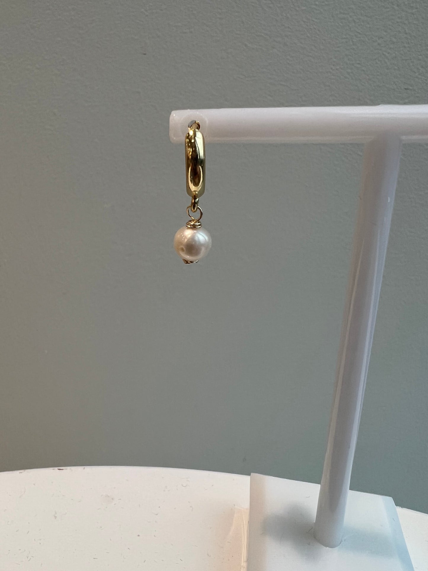 Small Pearl Hoop Earrings