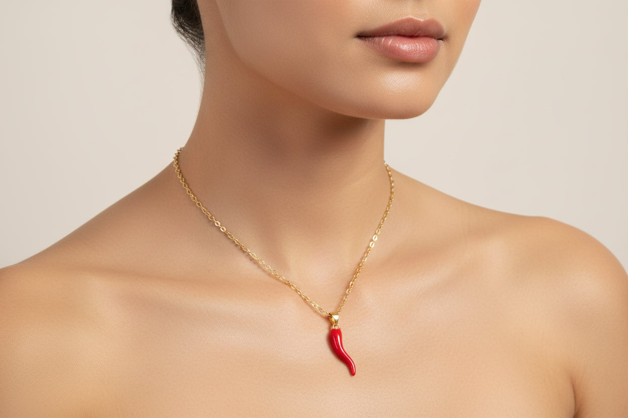 Red Italian Horn Necklace