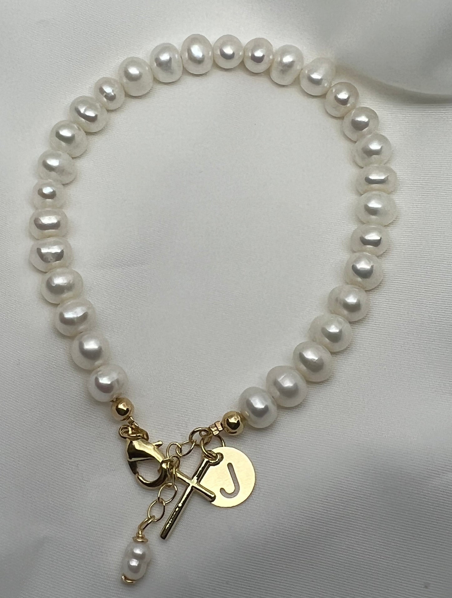 Freshwater Pearls Initial Tag Bracelet
