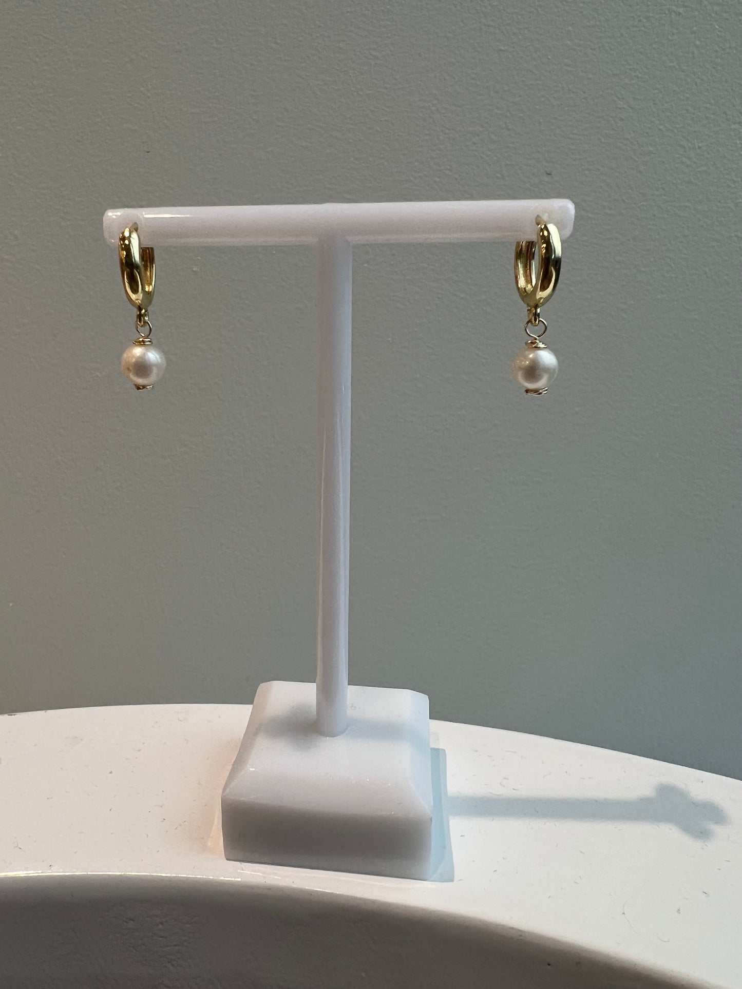 Small Pearl Hoop Earrings