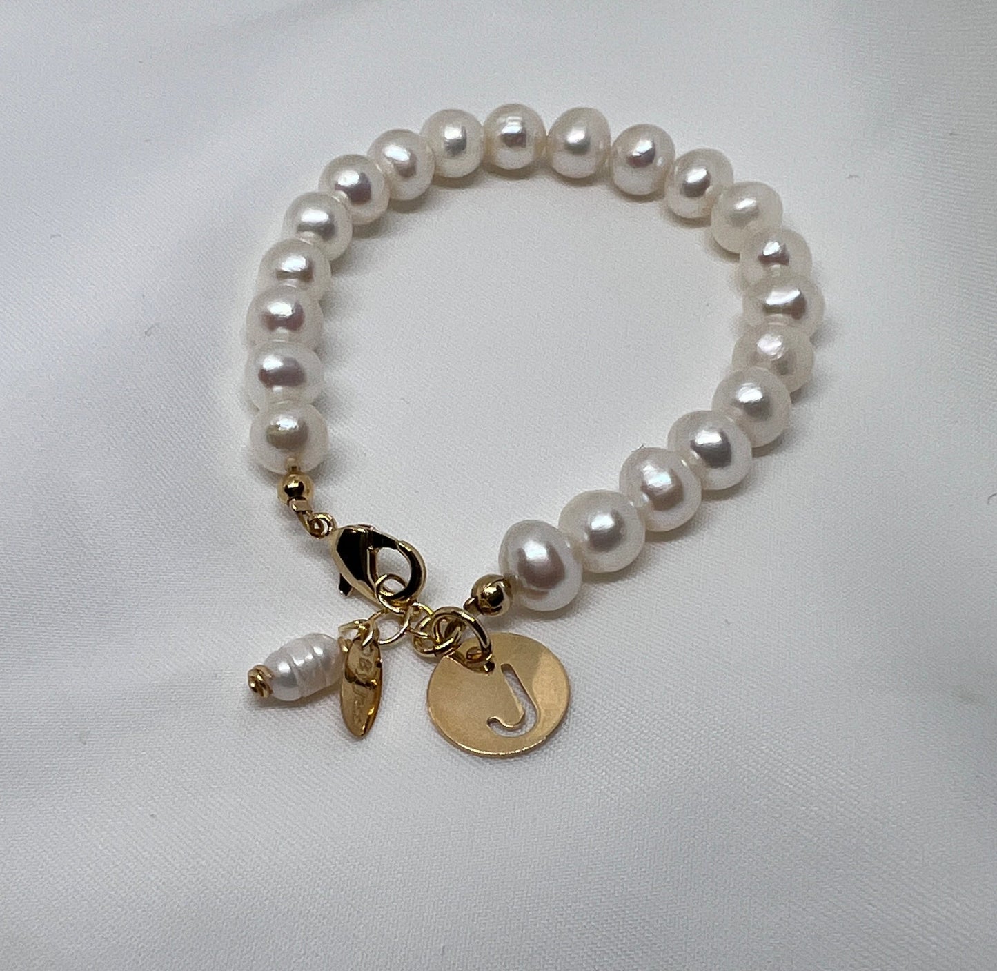 Freshwater Pearls Initial Tag Bracelet