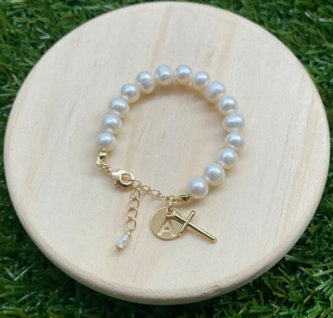 Freshwater Pearls Initial Tag Bracelet