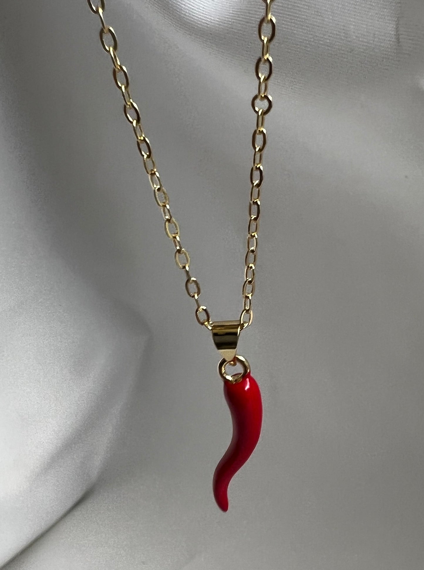 Red Italian Horn Necklace