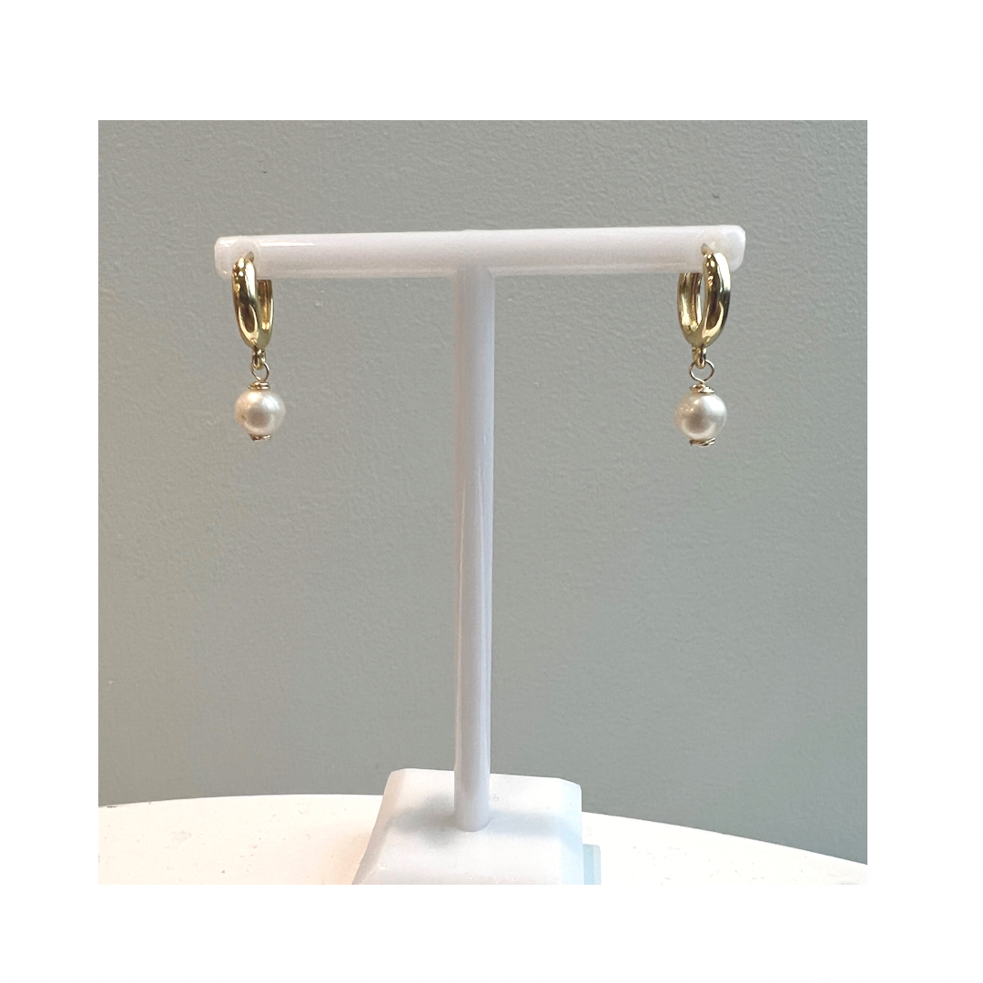 Small Pearl Hoop Earrings