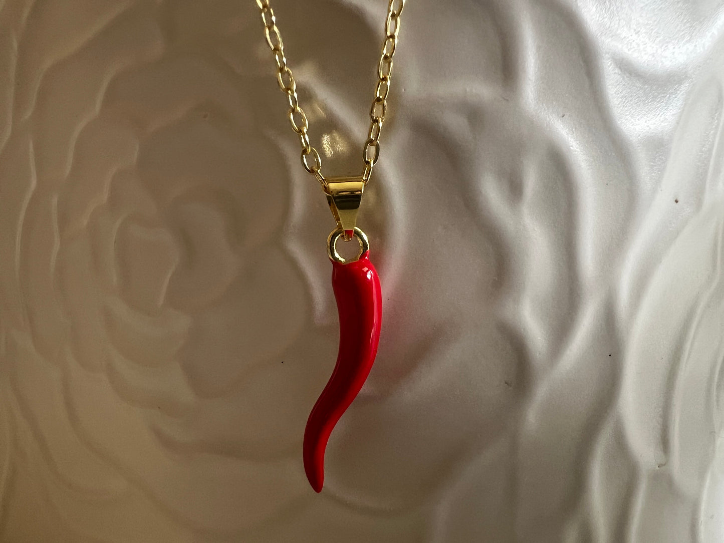 Red Italian Horn Necklace