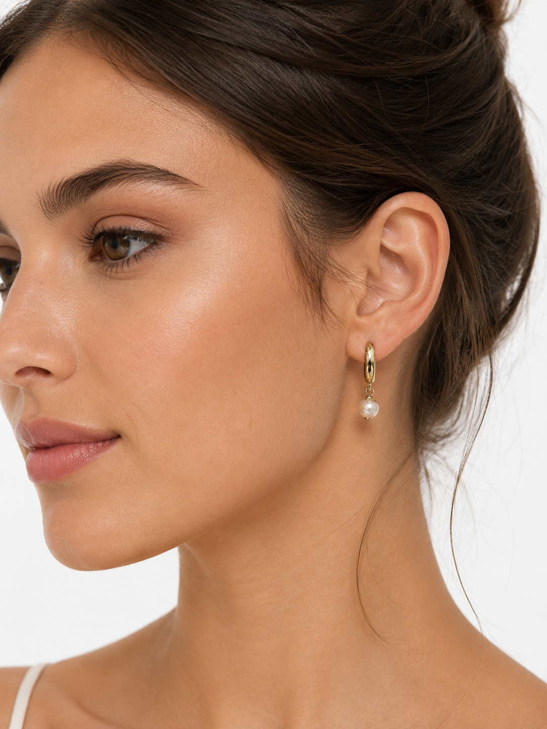 Small Pearl Hoop Earrings