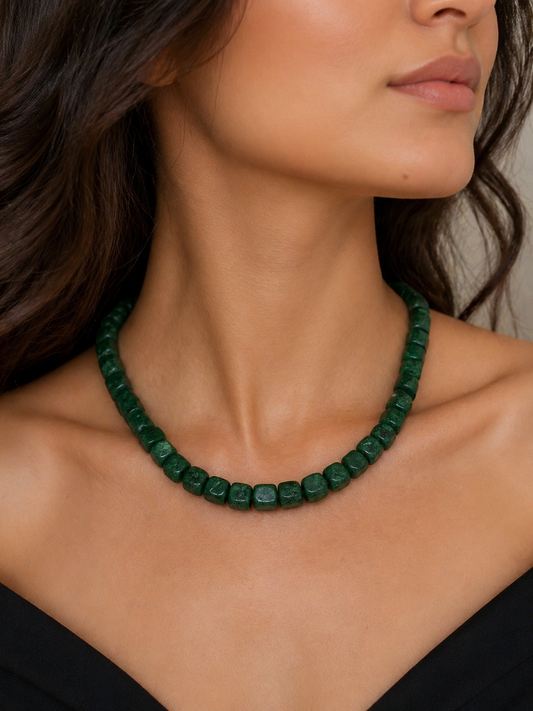 Green Agate Square Necklace