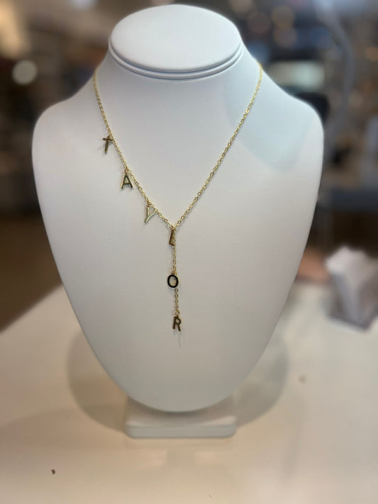 Lariat Gold Plated Name Necklace