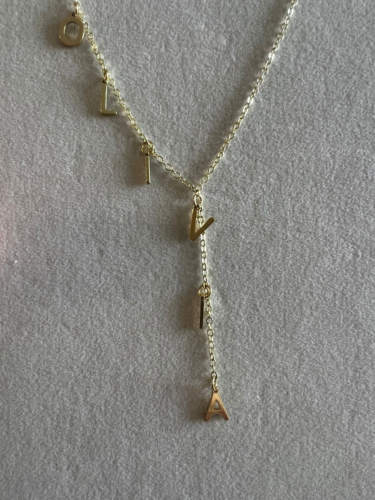 Lariat Gold Plated Name Necklace